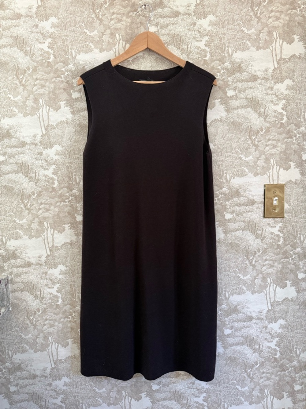 Eileen Fisher 100% Wool Sleeveless midi dress in chocolate brown